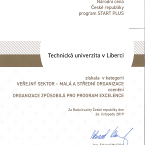  - National Award of the Czech Republic START PLUS programme