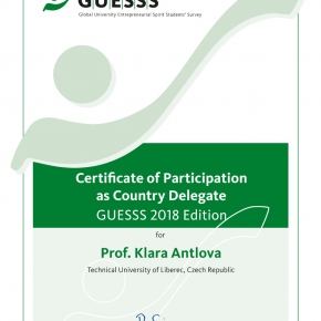 Ocenění - GUESSS Certificate of Participation as Country Delegate